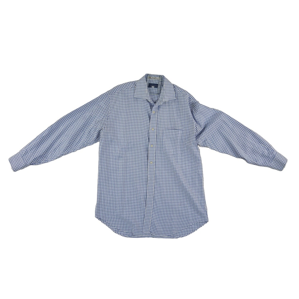 J.McLaughlin Gingham Button Shirt Men's Size Medium Blue White 100% Cotton